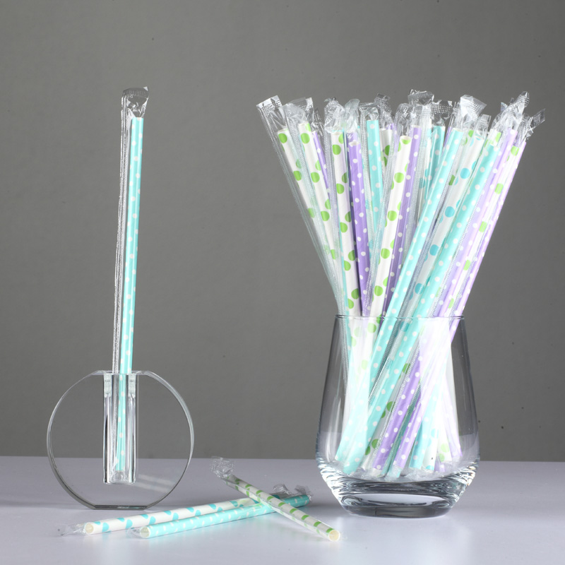 Disposable Biodegradable Individually Wrapped Paper Drinking Straws 6*200mm