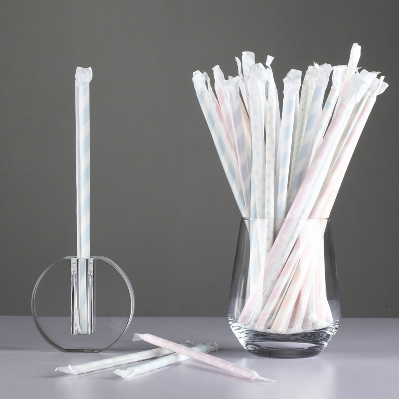 Disposable Biodegradable Individually Wrapped Paper Drinking Straws 6*200mm