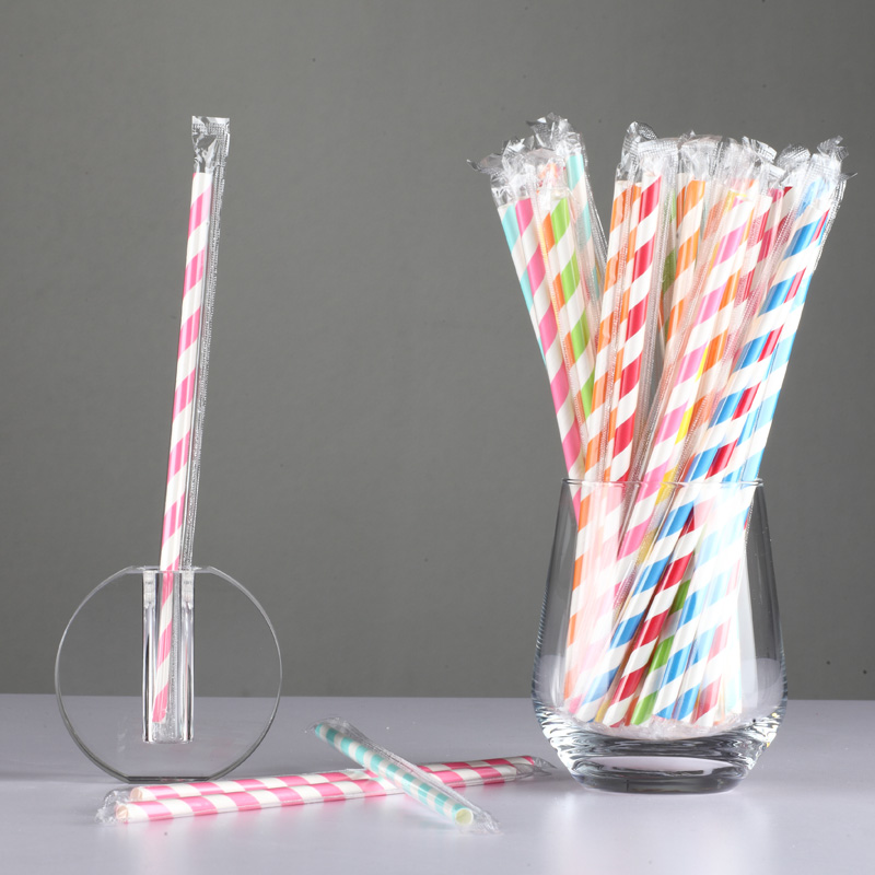 Disposable Biodegradable Straight Paper Drinking Straws 10*197mm