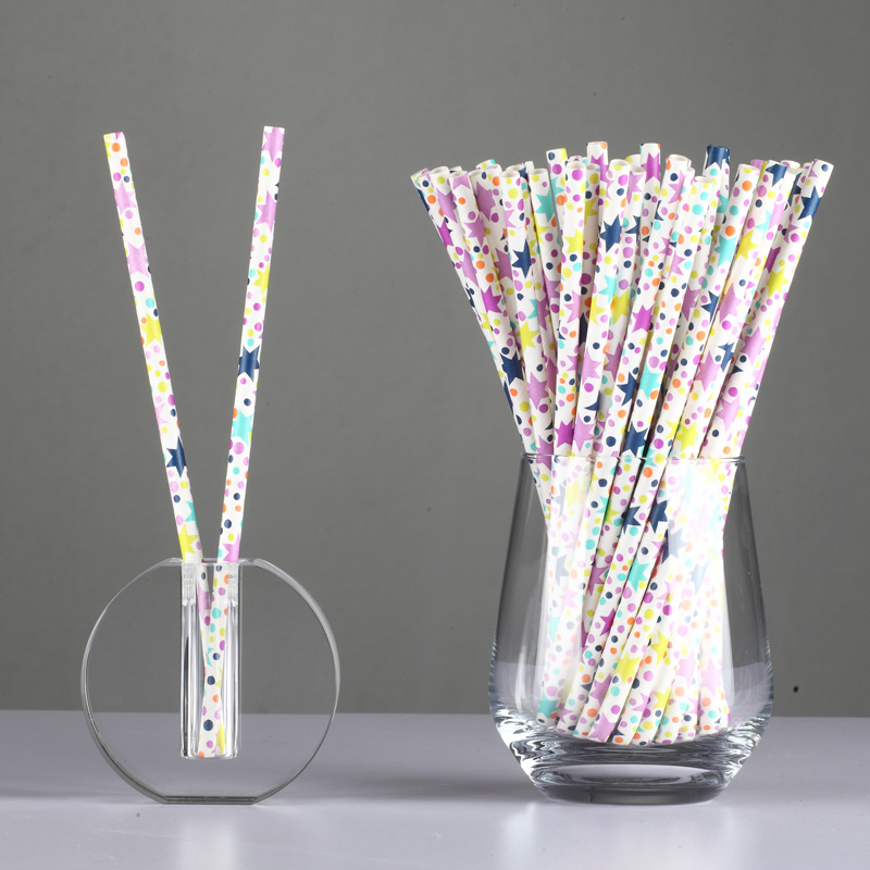 Disposable Biodegradable Festival Party Paper Drinking Straws 6*200mm