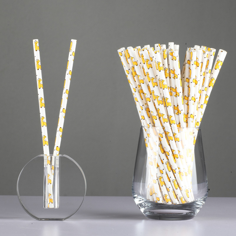 Disposable Biodegradable Paper Drinking Straws With Sharp Tip 12*210mm