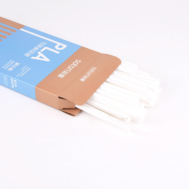 Eco Friendly full Biodegradable White Pla Disposable Drinking Straws Individually Wrapped 12*210mm