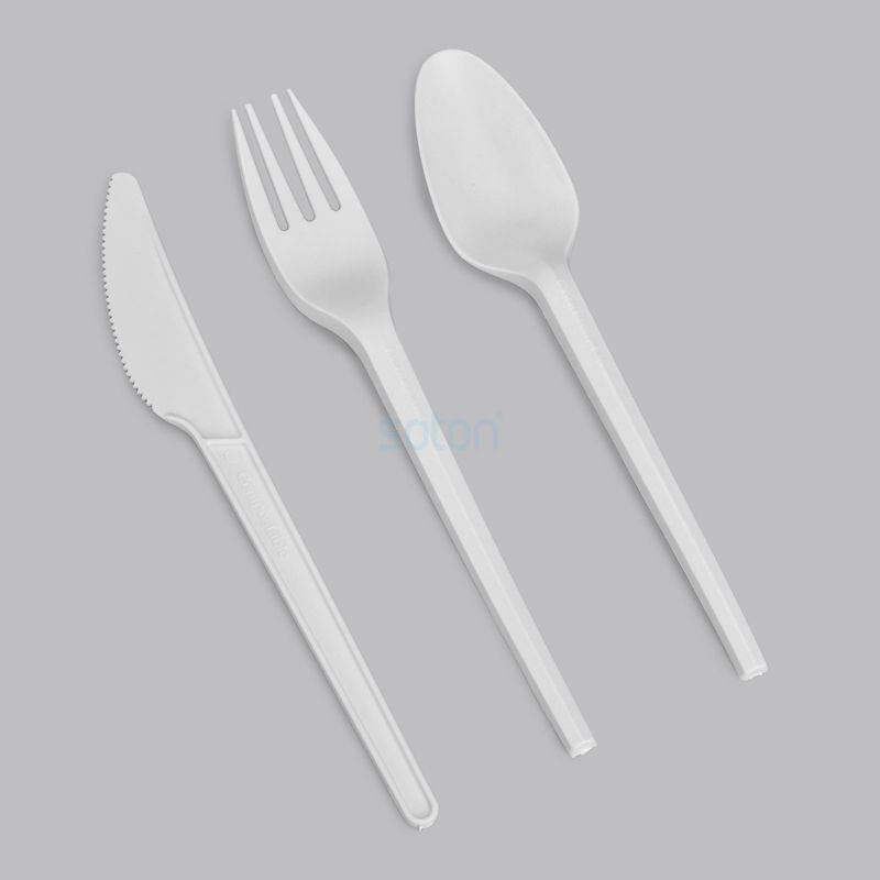 Compostable cPLA Cutlery Individually Kraft Bag Wrapped