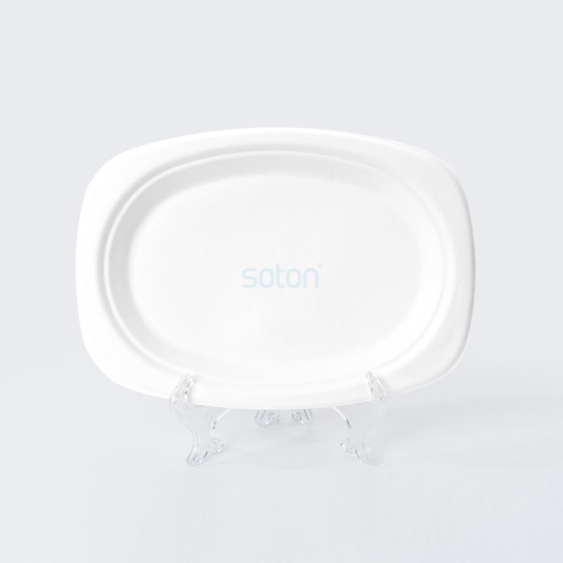 Disposable Biodegradable Sugarcane Bagasse Oval Plate