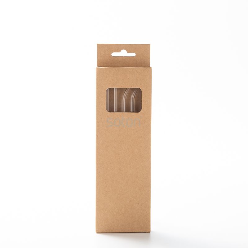 Reusable Glass Drinking Straws Kraft Paper Box Set