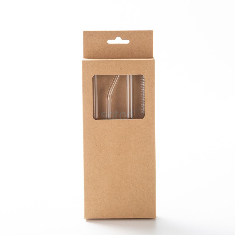 Reusable Glass Drinking Straws Kraft Paper Box Set