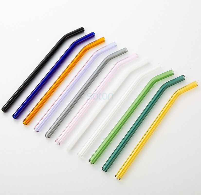 Reusable colorful and transparent glass straw