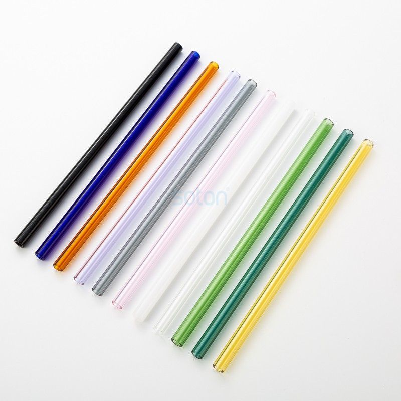 Reusable colorful and transparent glass straw