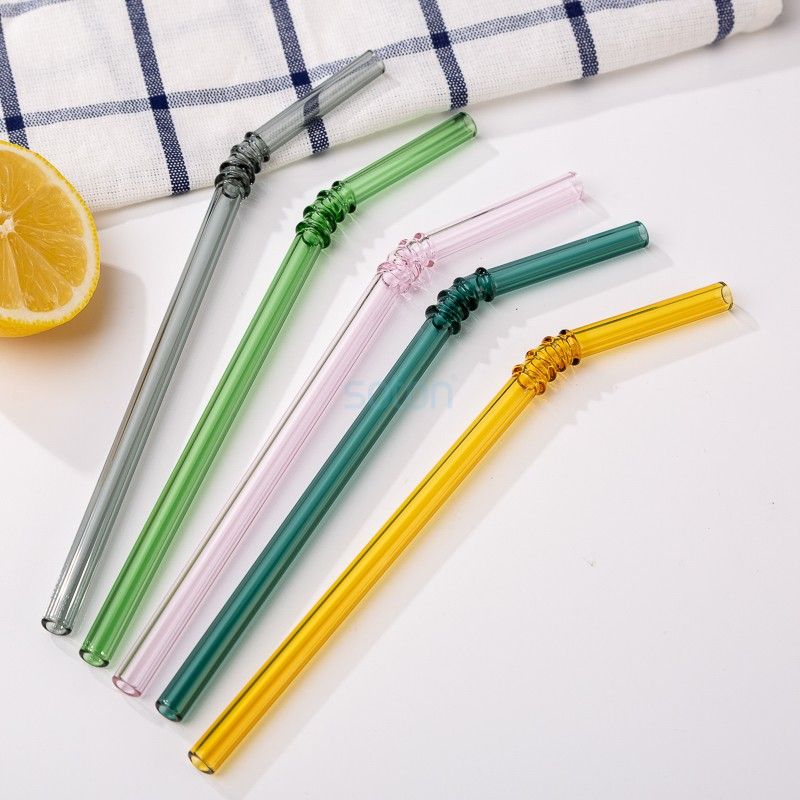 Reusable colorful and transparent glass straw