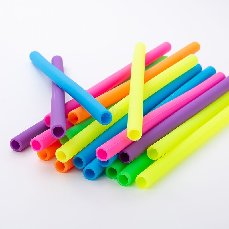 Reusable Silicone Bent Drinking Straws Blister Paper Box Set