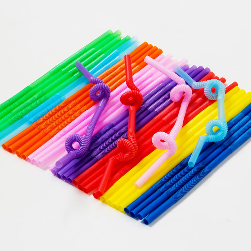 Eco Friendly full Biodegradable Colorful Pla Disposable Flexible Drinking Straws 6*260mm