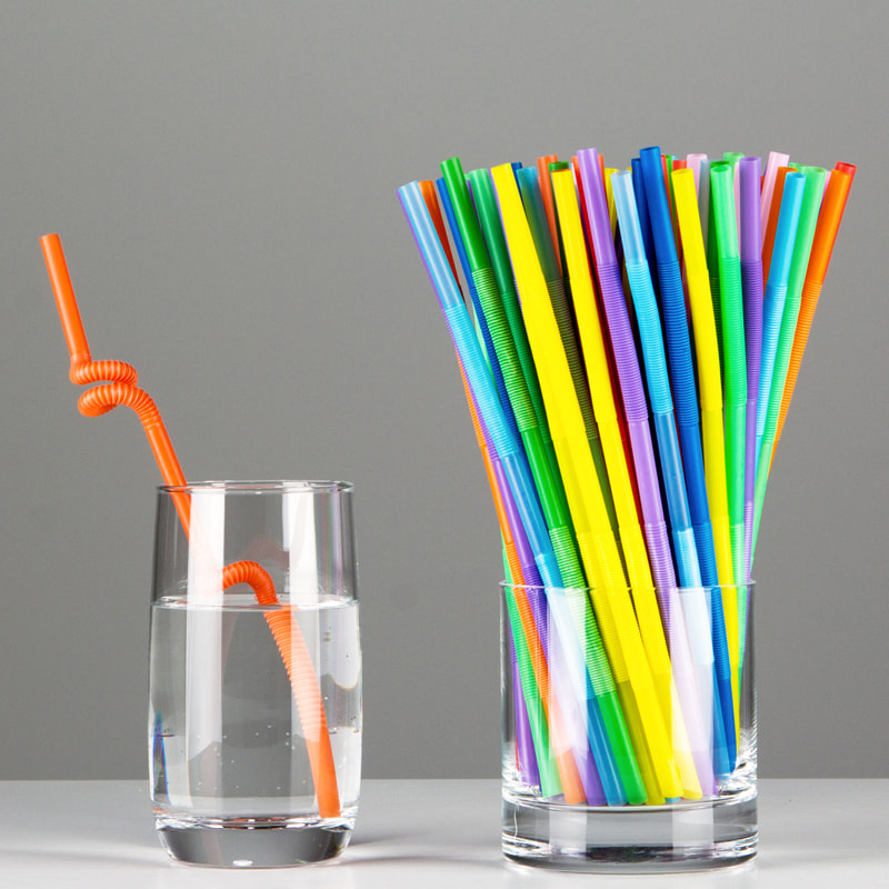 Eco Friendly full Biodegradable Colorful Pla Disposable Flexible Drinking Straws 6*260mm