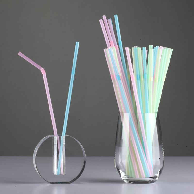 Eco Friendly full Biodegradable Colorful Pla Disposable Flexible Drinking Straws 5*210mm