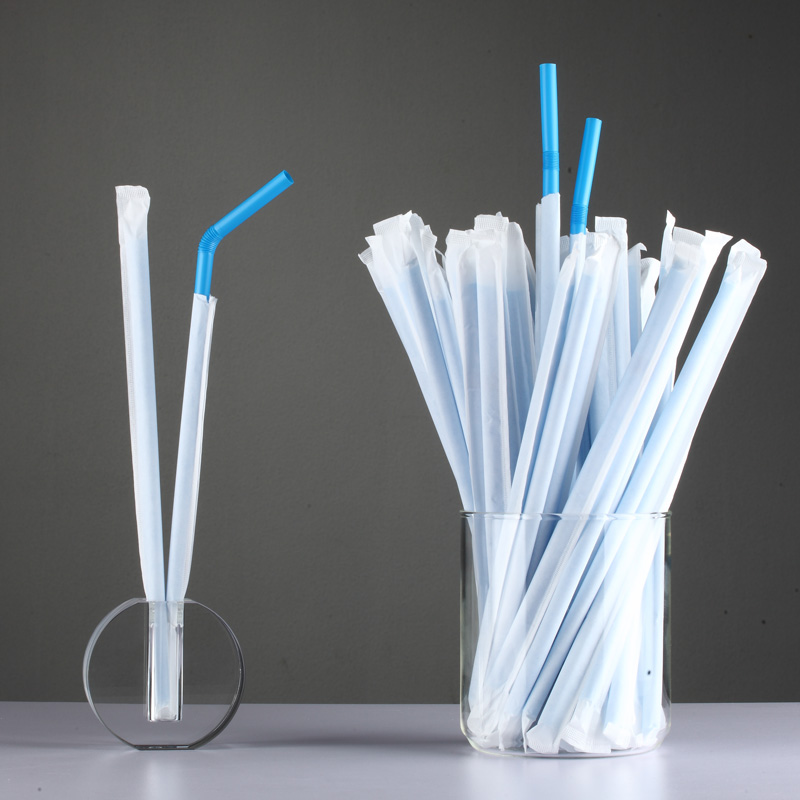 Eco Friendly full Biodegradable White Pla Disposable Drinking Straws Individually Wrapped 6*210mm