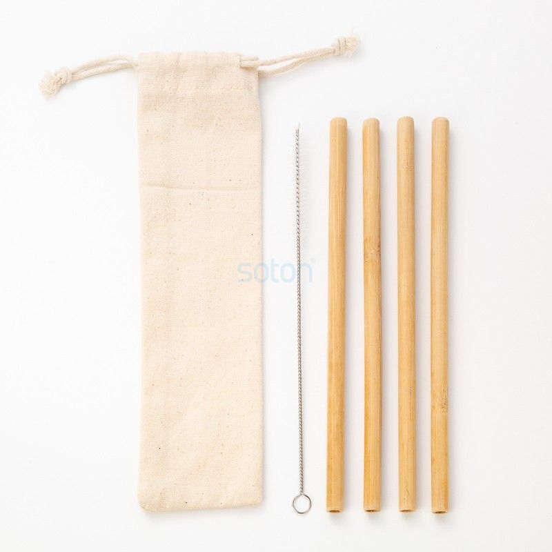 Natural Eco Friendly Reusable Bamboo Straws Pouch Bag Packaging