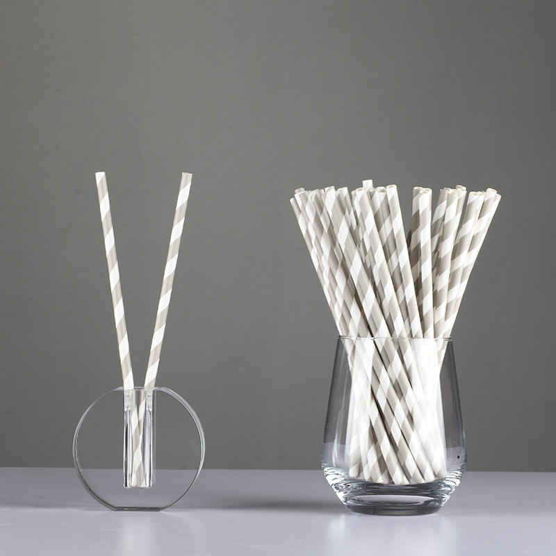 Disposable biodegradable stripe paper drinking straws 6*197mm