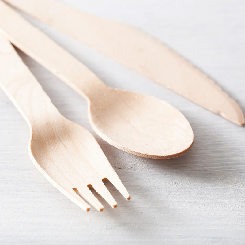 Disposable eco-friendly wooden cutlery